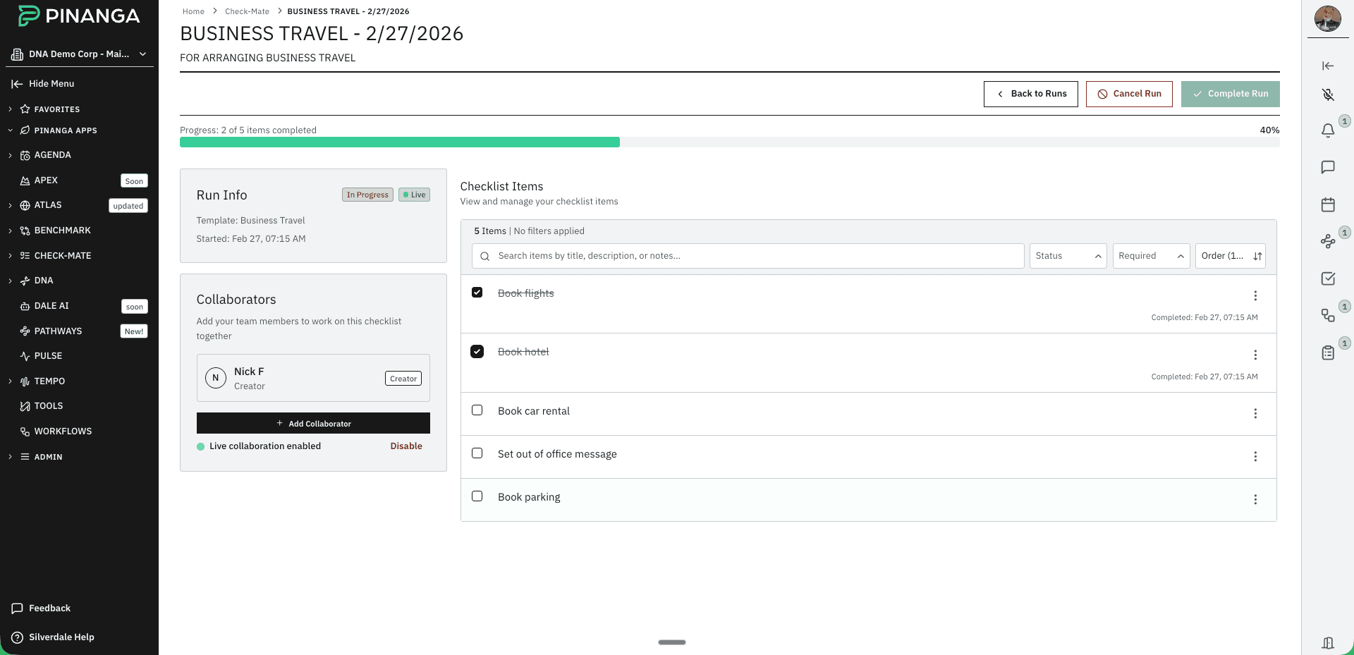 Check-Mate module screenshot